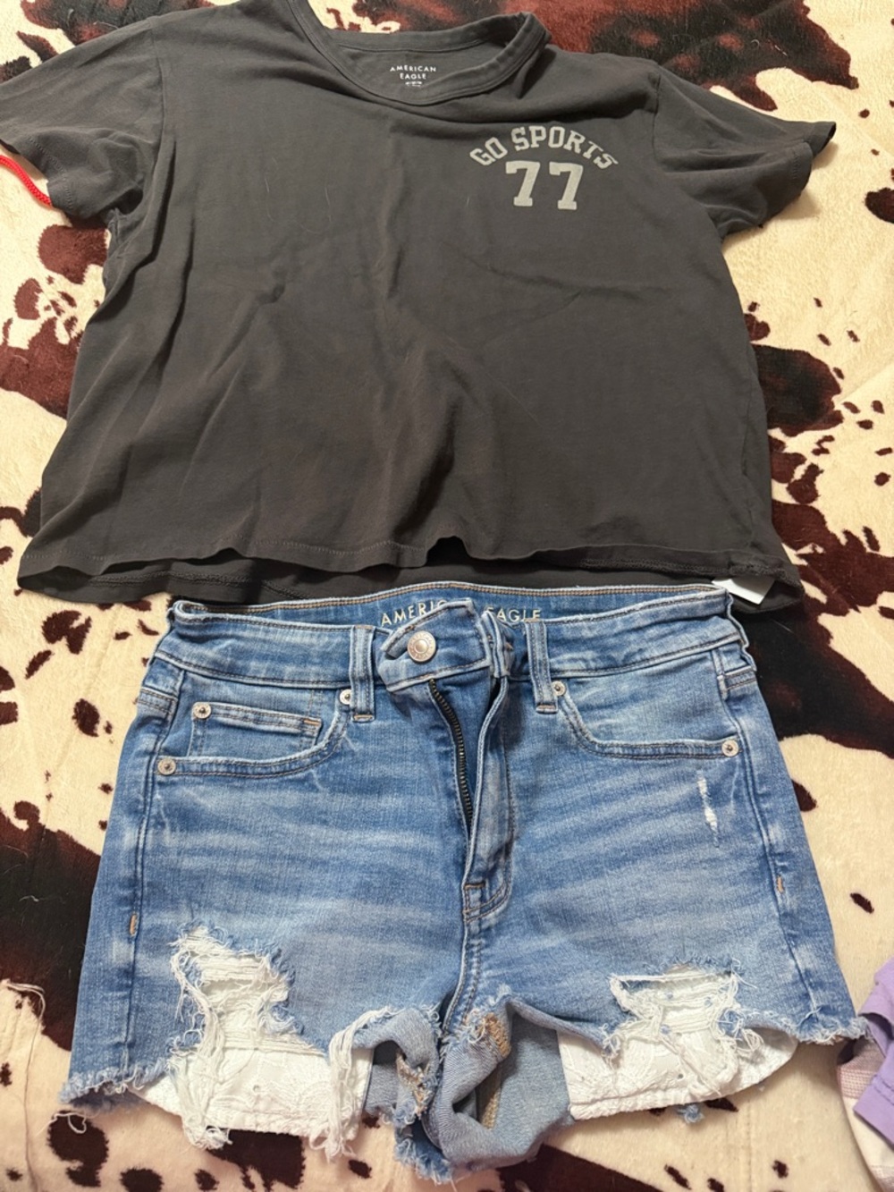 American Eagle Light Blue Denim Shorts with Size Tag Detail